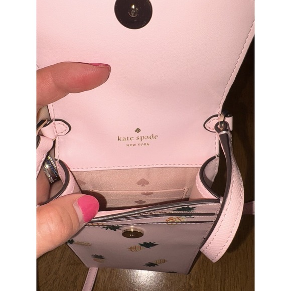 Kate Spade Staci North South Flap Phone Crossbody Multi Pineapple Pink Multi - Picture 5 of 6